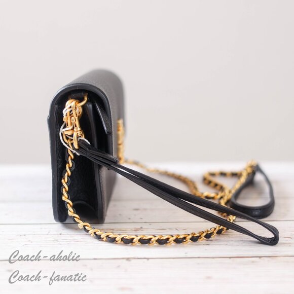 NWT Tory Burch Britten Chain Wallet with Wristlet Leather Crossbody in Black - Picture 5 of 12